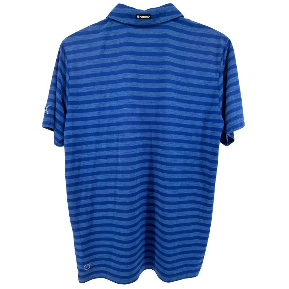 Puma Golf Mens Blue Striped Dry Cell Polo Shirt Short Sleeve Size Medium - Picture 4 of 9